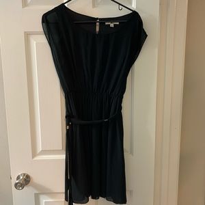 Basic black dress with tied waist